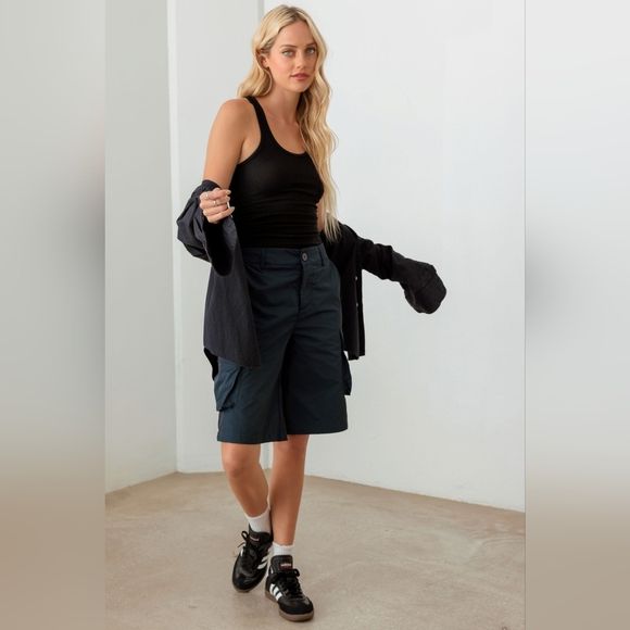 Tasha Apparel Navy Cargo Bermuda Shorts - Picture 4 of 12